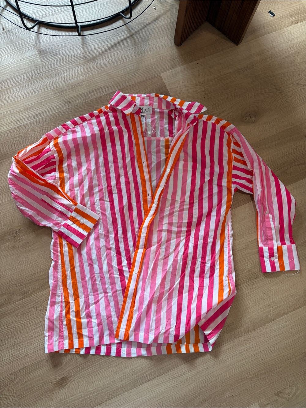 Beach Riot Pink, Hot Pink & Orange Striped Button-Down Shirt